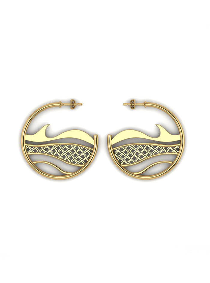 Recycled gold-plated sterling silver earrings SEAWAVES