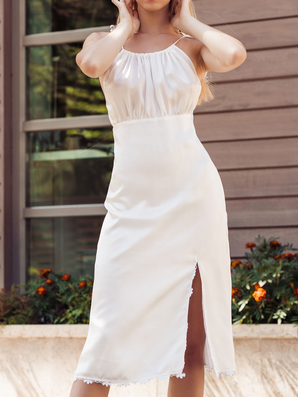 White organic silk dress GRACE