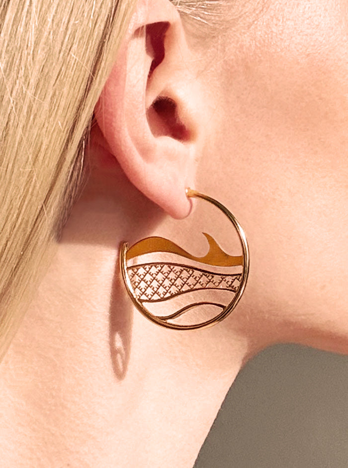 Recycled gold-plated sterling silver earrings SEAWAVES