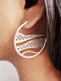 Recycled gold-plated sterling silver earrings WAVY HOOP