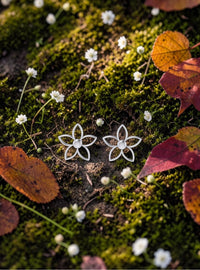 Circular gold-plated sterling silver earrings FLORA