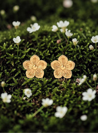 Circular gold-plated sterling silver earrings FLORIS