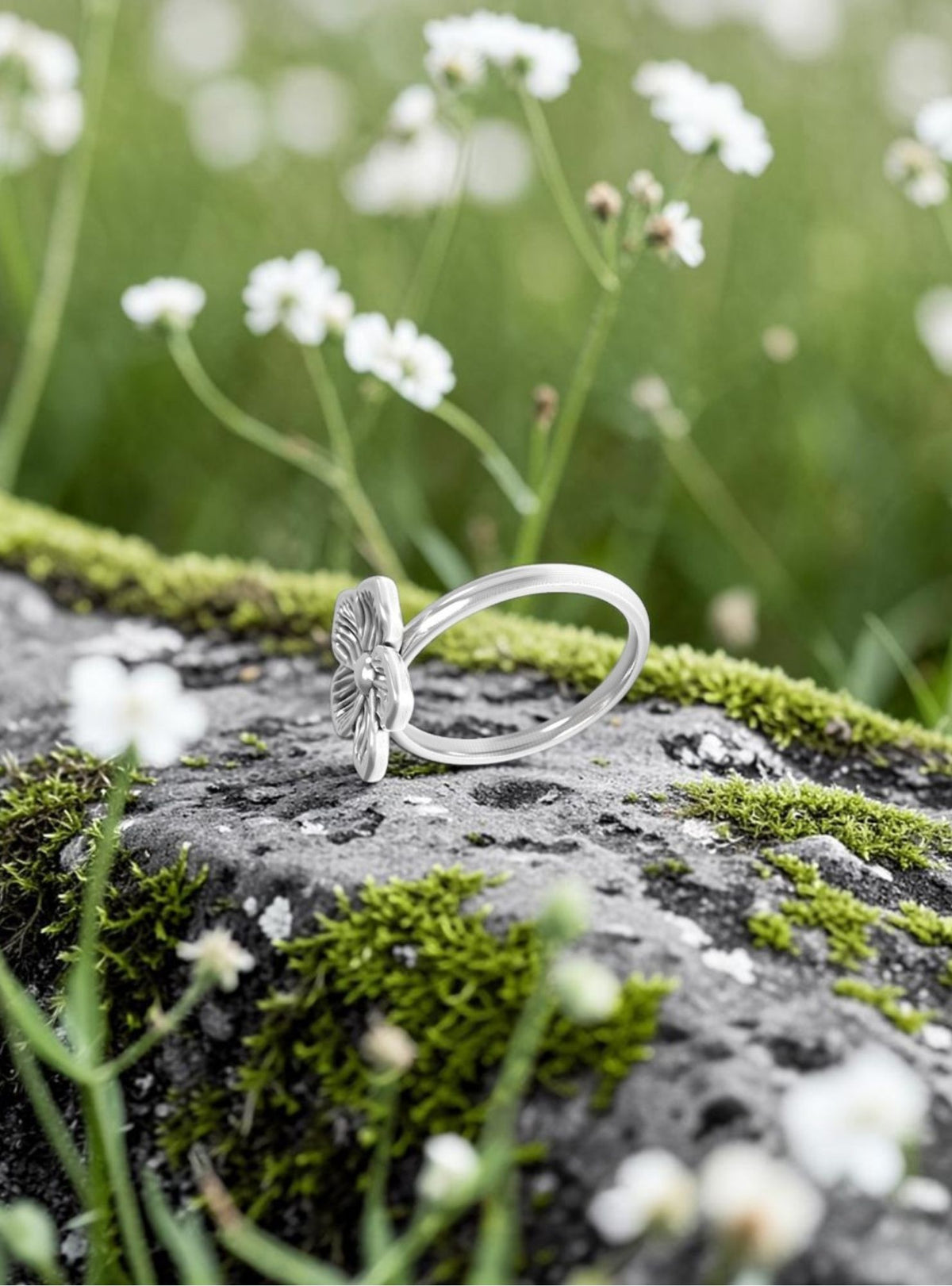 Circular gold-plated sterling silver ring FLORIS