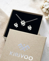 Circular sterling silver jewellery set AIRY CUBES ⏐ *Personalise