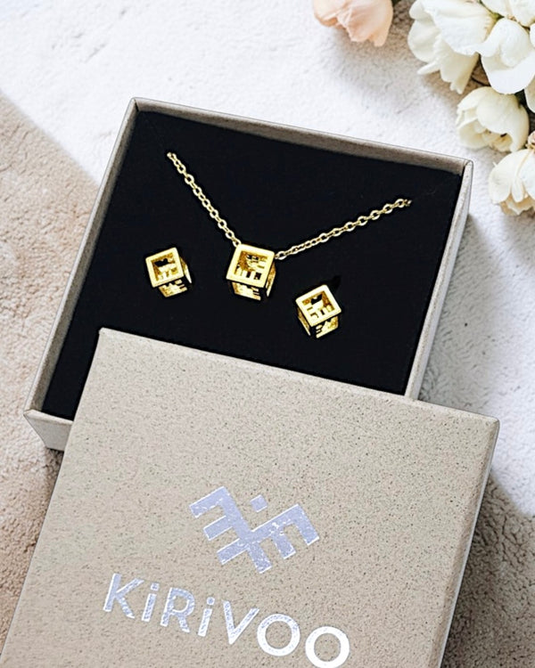 Circular sterling silver jewellery set AIRY CUBES ⏐ *Personalise