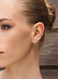 Circular gold-plated sterling silver 2in1 earrings AQUILA
