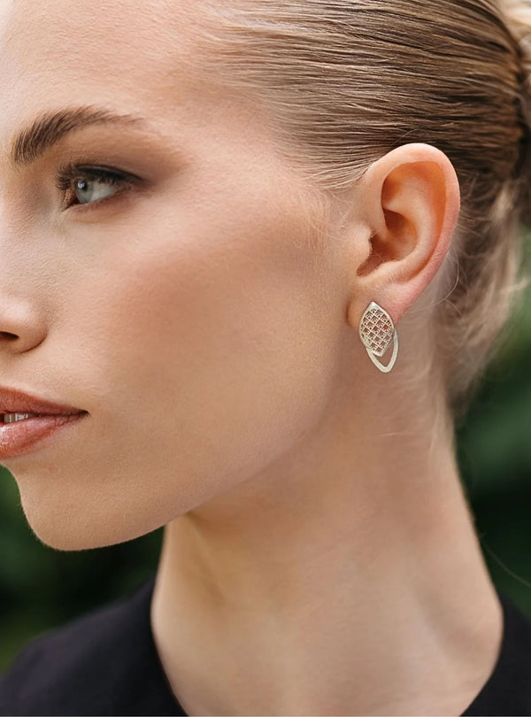 Circular sterling silver 2in1 earrings FOLINA