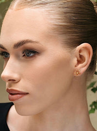 Circular gold-plated sterling silver earrings FLORA