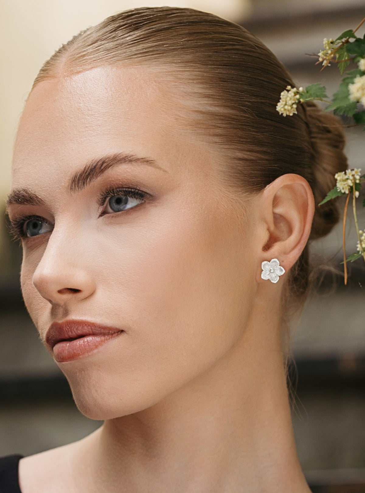 Circular gold-plated sterling silver earrings FLORIS