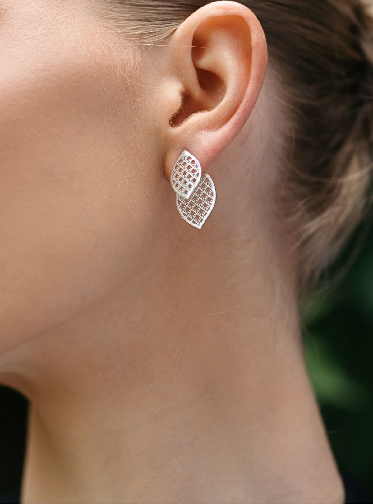 Circular sterling silver 2in1 earrings FOLIAGE ⏐*Personalise