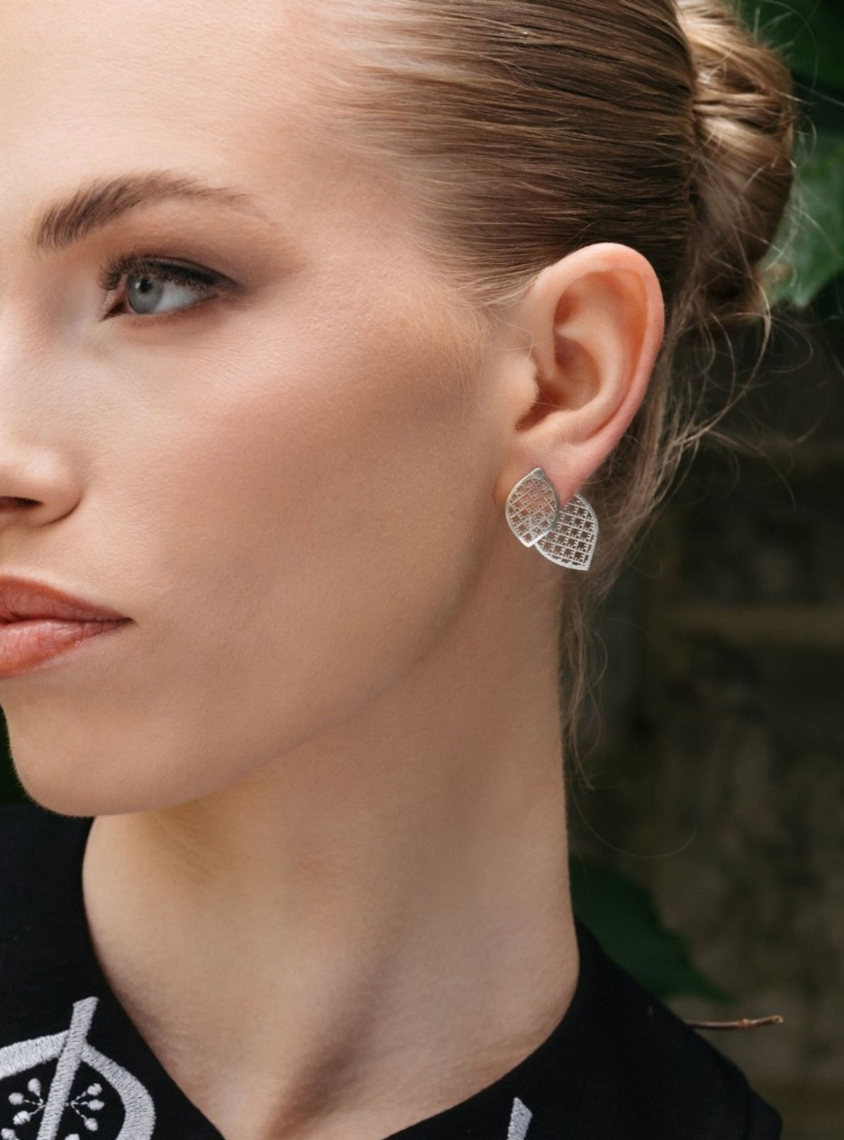 Circular sterling silver 2in1 earrings FOLIAGE ⏐*Personalise