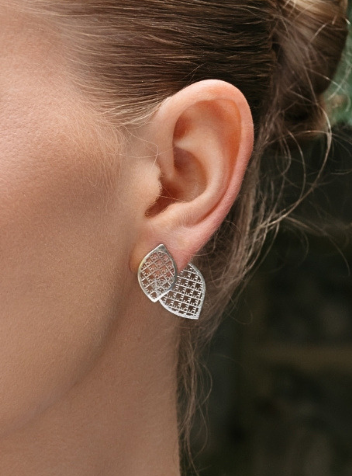 Circular sterling silver 2in1 earrings FOLIAGE ⏐*Personalise