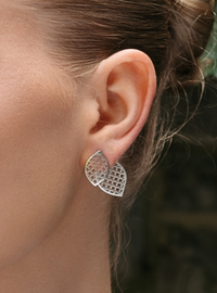 Circular sterling silver 2in1 earrings FOLIAGE ⏐*Personalise