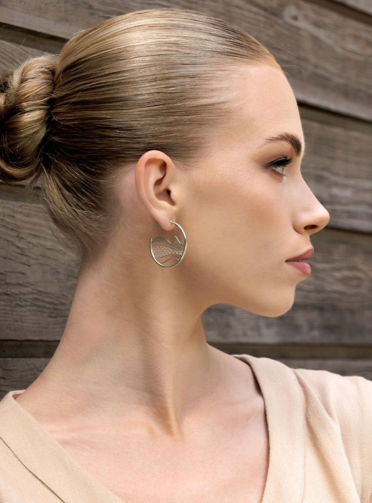 Recycled gold-plated sterling silver earrings SEAWAVES