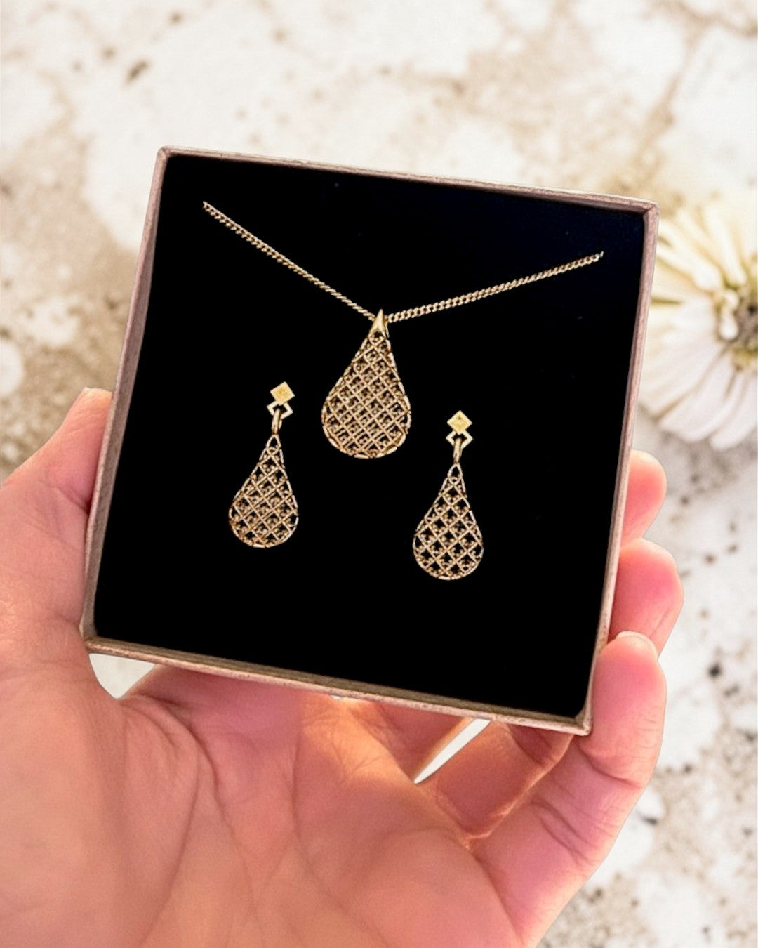 Circular sterling silver jewellery set DROP⏐ *Personalise