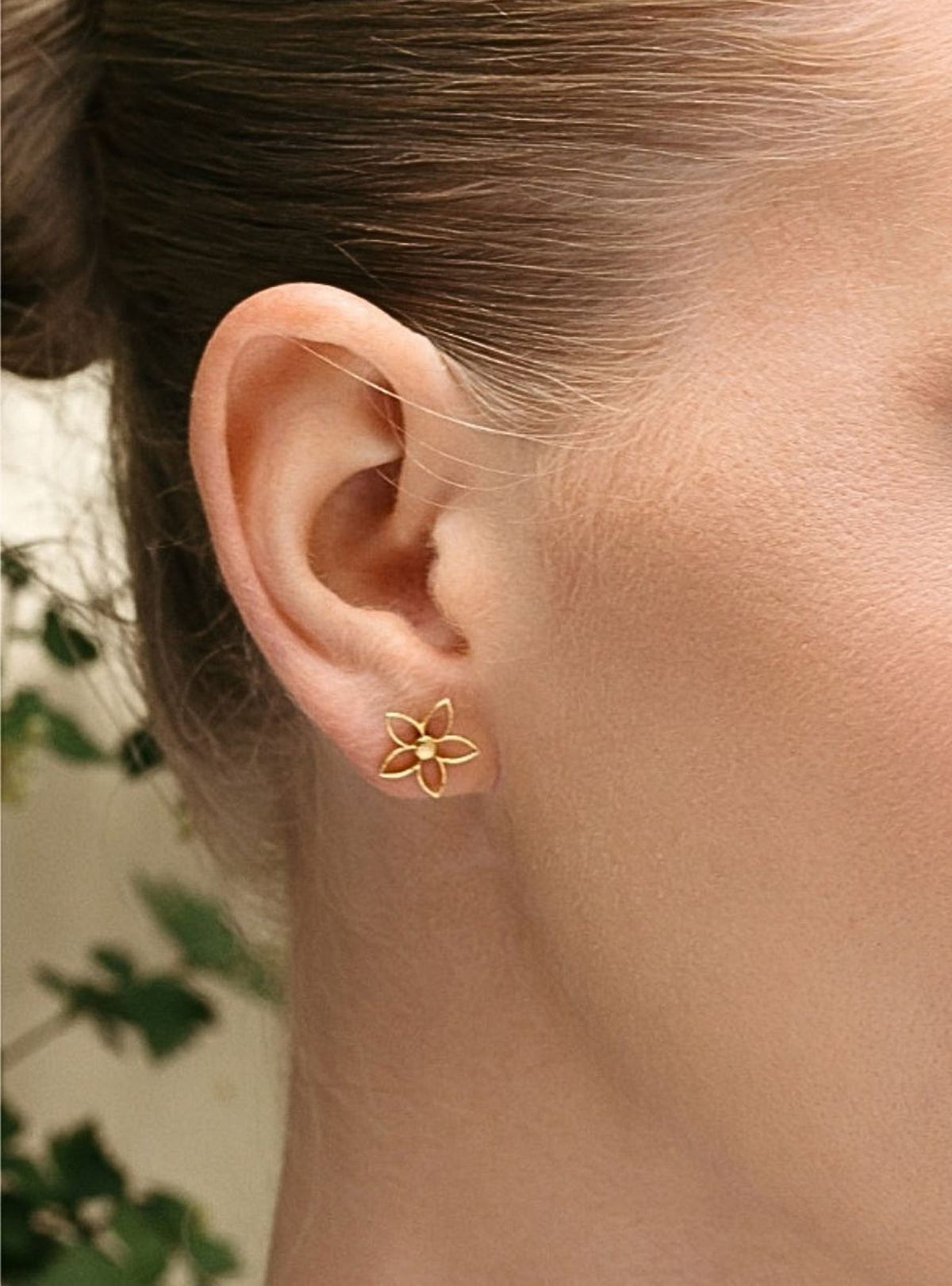 Circular gold-plated sterling silver earrings FLORA