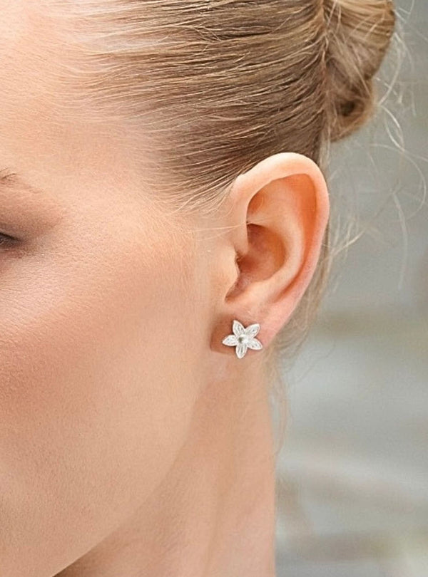 Circular gold-plated sterling silver earrings FLORAL