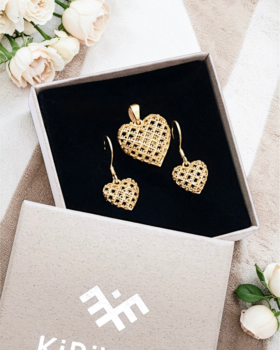 Circular sterling silver jewellery set GOOD HEARTS ⏐ *Personalise