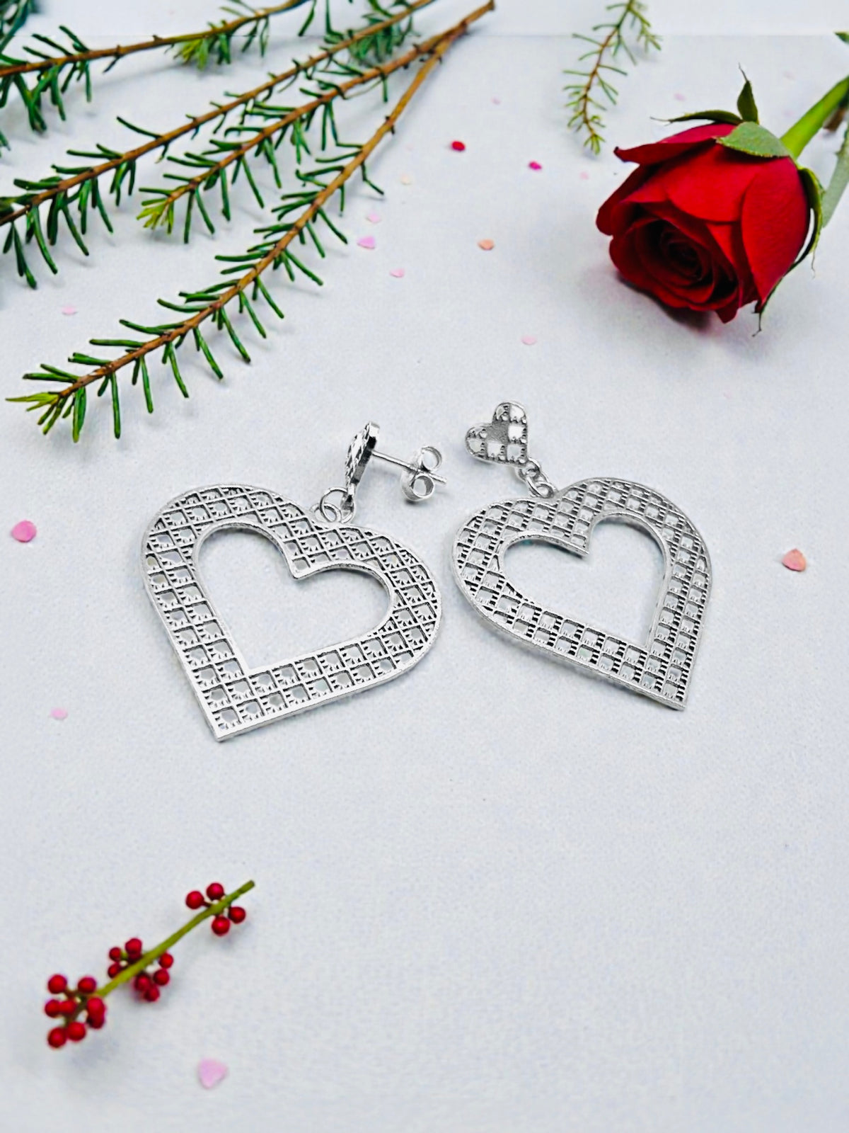 Recycled gold-plated sterling silver earrings BIG HEART