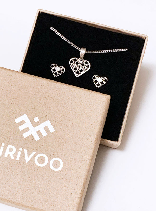 Recycled gold-plated sterling silver jewellery set HEARTS ⏐ *Personalise