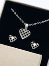 Eco silver earrings & pendant HEARTS SET *P