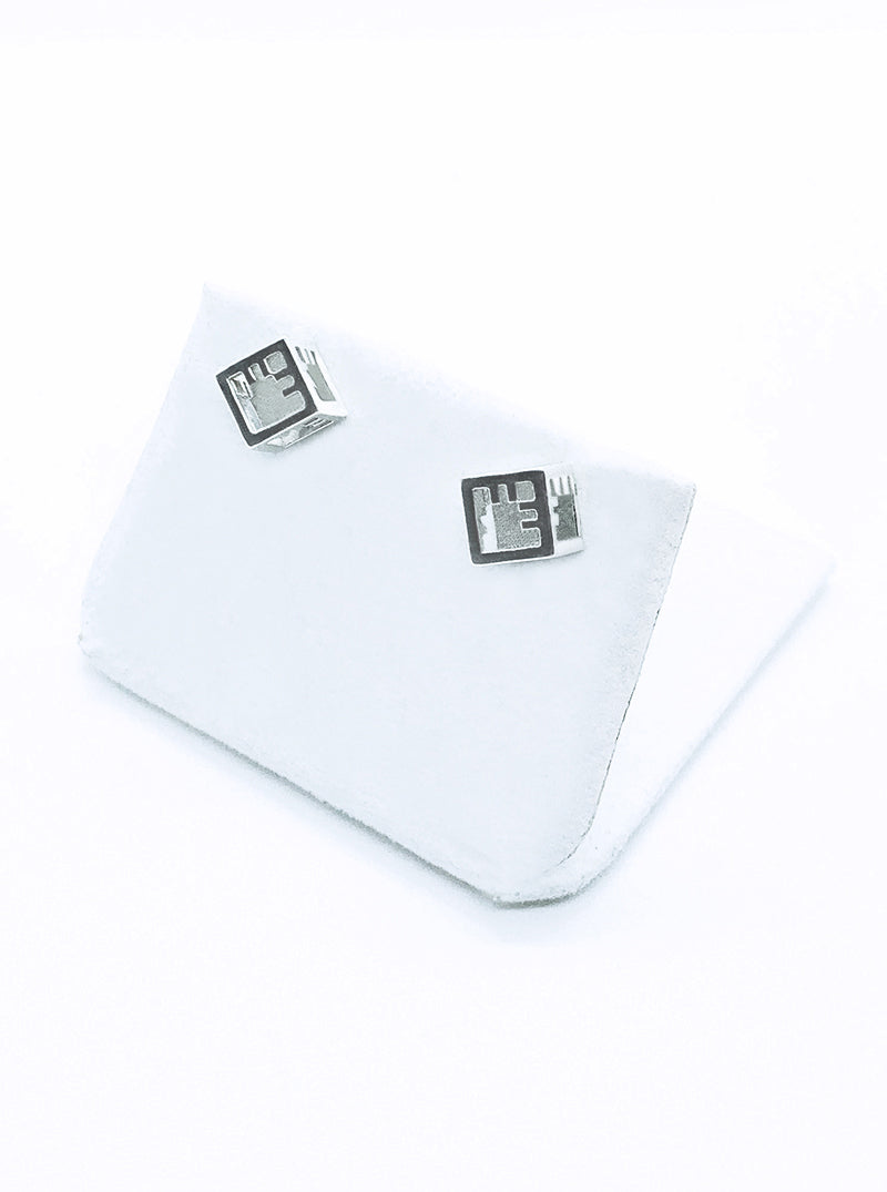 Eco silver earrings AIRY CUBE