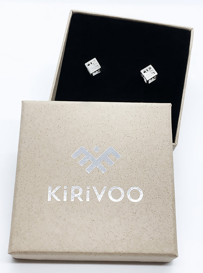 Eco silver earrings AIRY CUBE