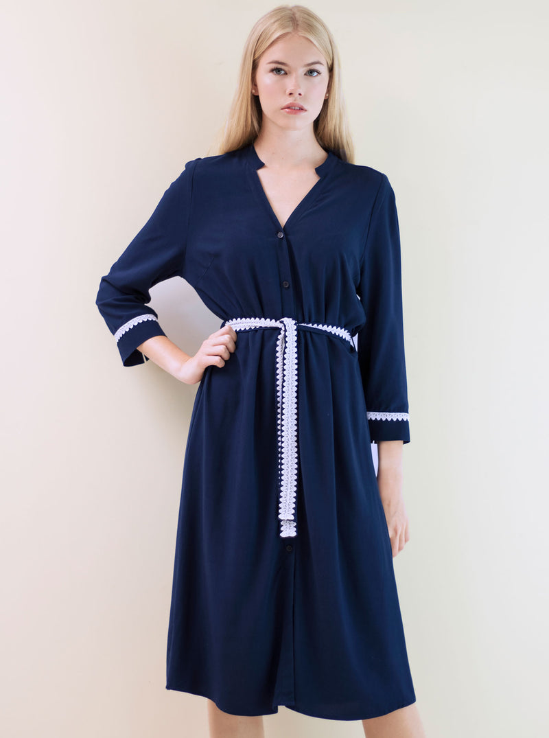 Navy blue bamboo shirt dress SORGO