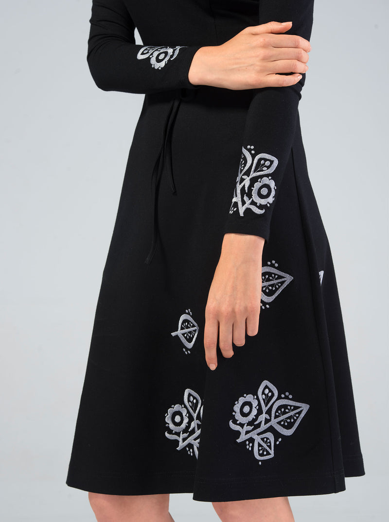 Black bamboo embroidered dress SUSI