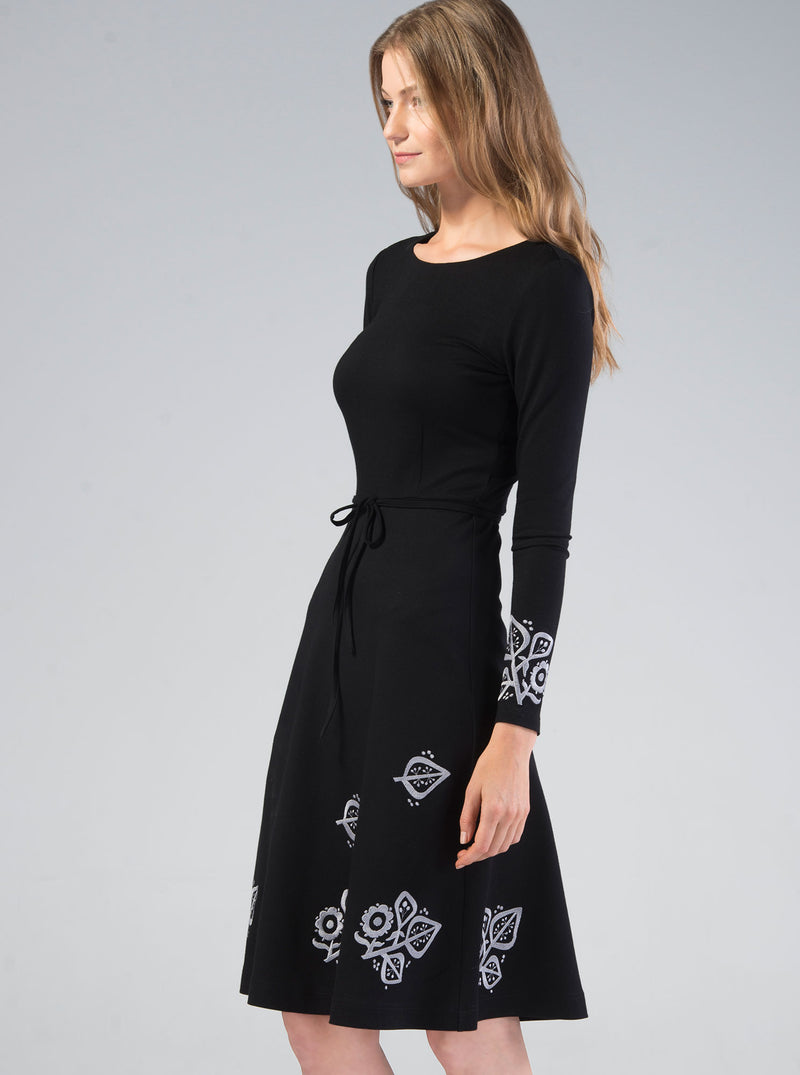 Black bamboo embroidered dress SUSI