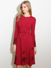 Wine red viscose embroidered dress SUSI