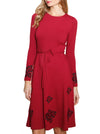 Wine red viscose embroidered dress SUSI