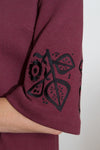 Bordeaux red organic cotton embroidered dress PILVI