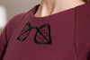 Bordeaux red organic cotton embroidered dress PILVI