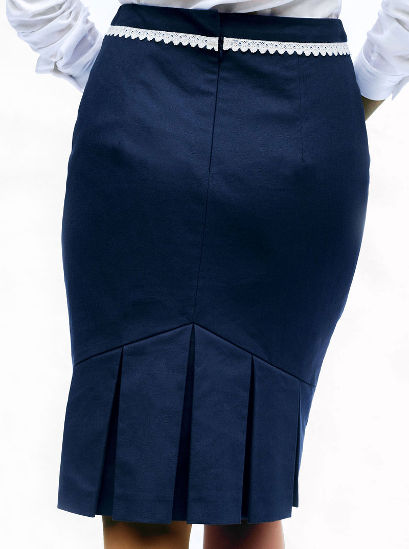 Blue Organic Cotton Pencil Skirt MAIS