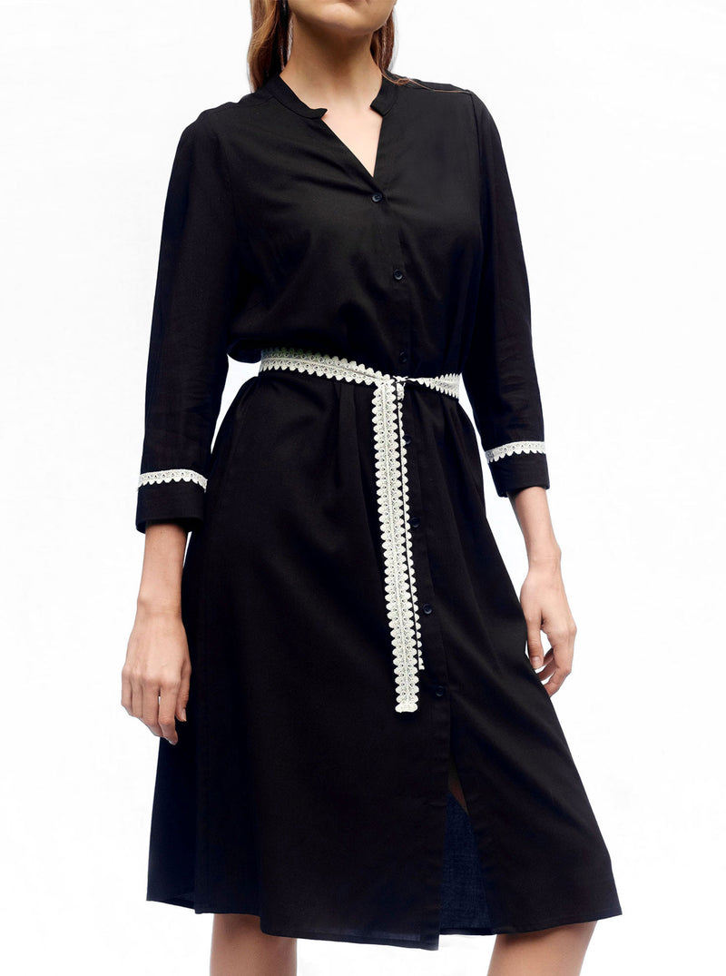 Black bamboo shirt dress SORGO