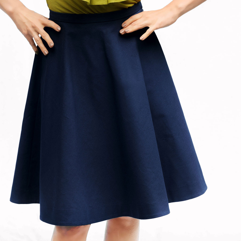 Blue Organic Cotton A-line Skirt RUKIS