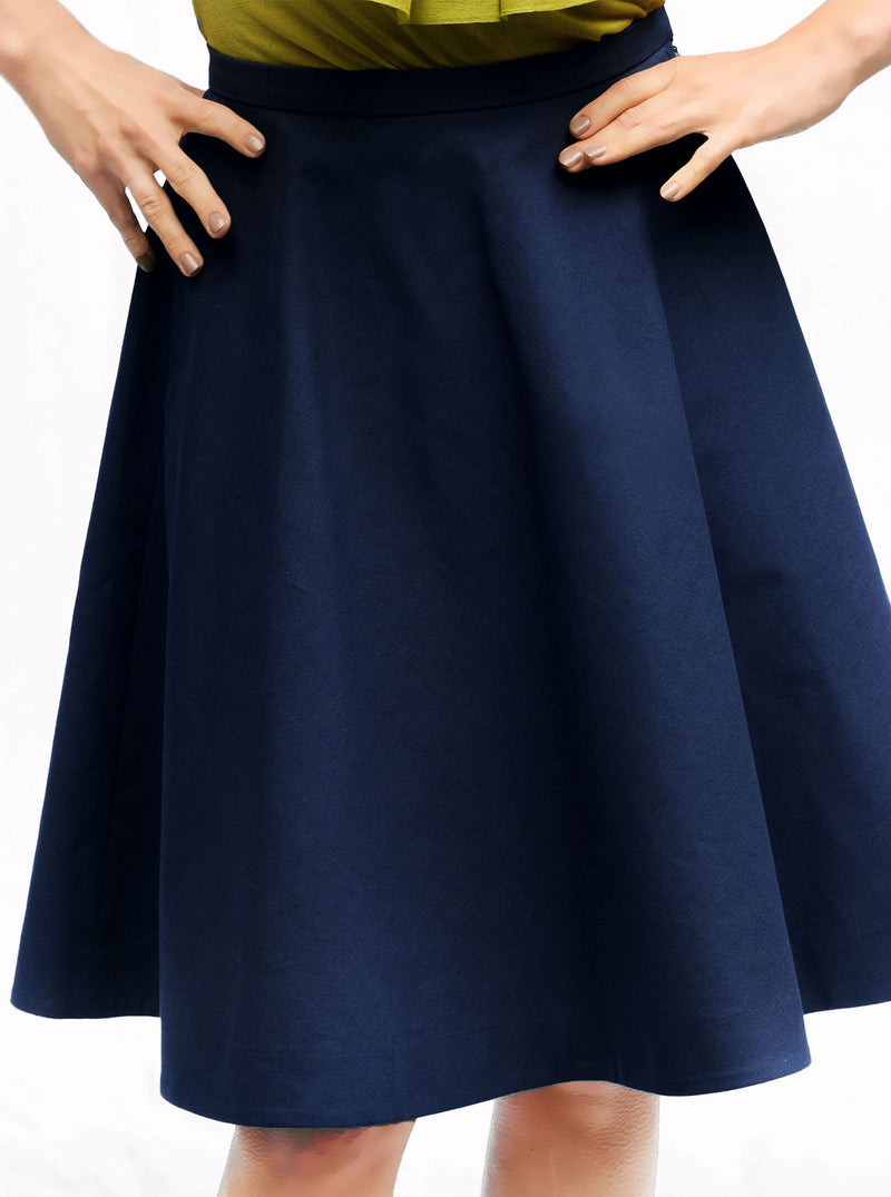 Blue Organic Cotton A-line Skirt RUKIS