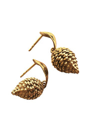 Recycled silver & gold plated earrings PINE CONE (S)