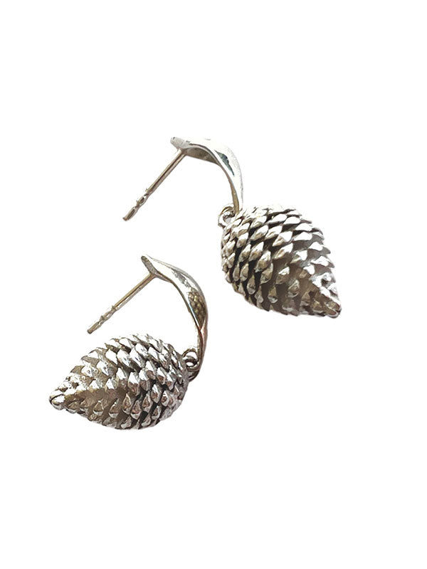 Recycled silver & gold plated earrings PINE CONE (S)