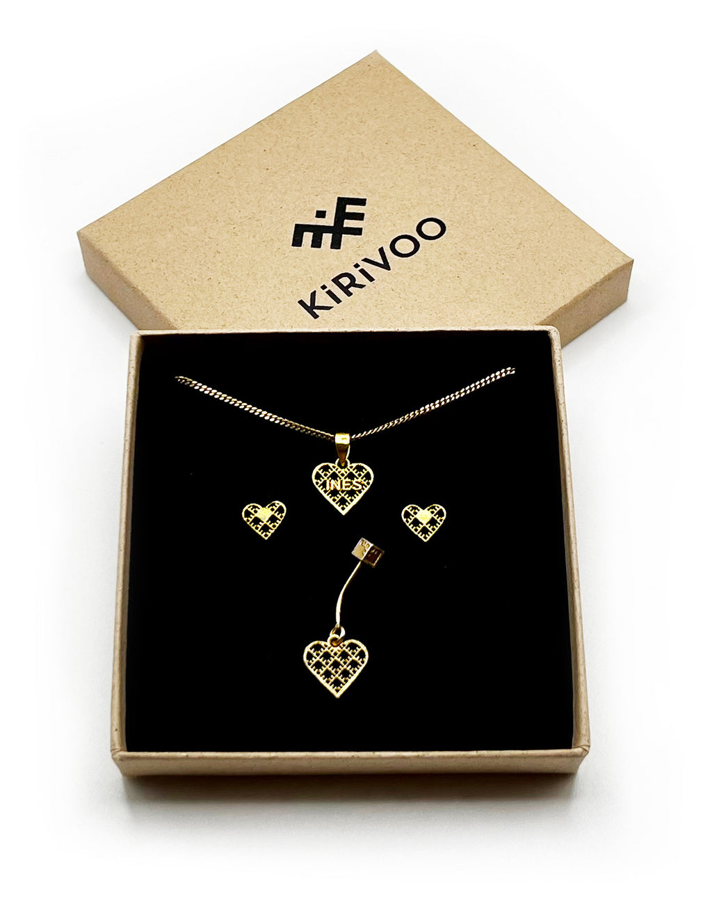 Eco gold plated jewellery set HEARTS *P