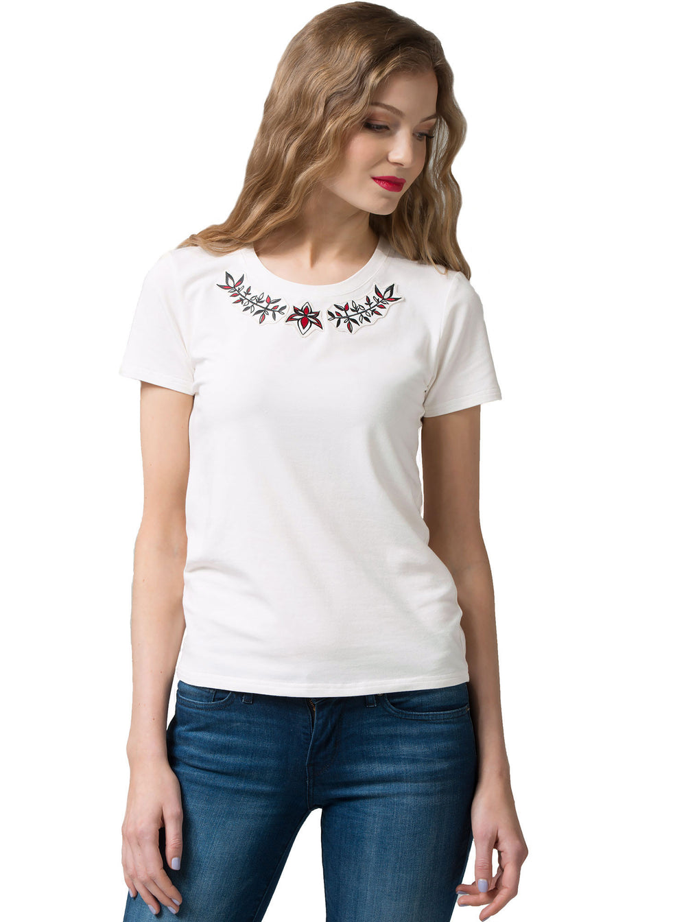 White Bamboo Embroidered T-shirt – KiRiVOO