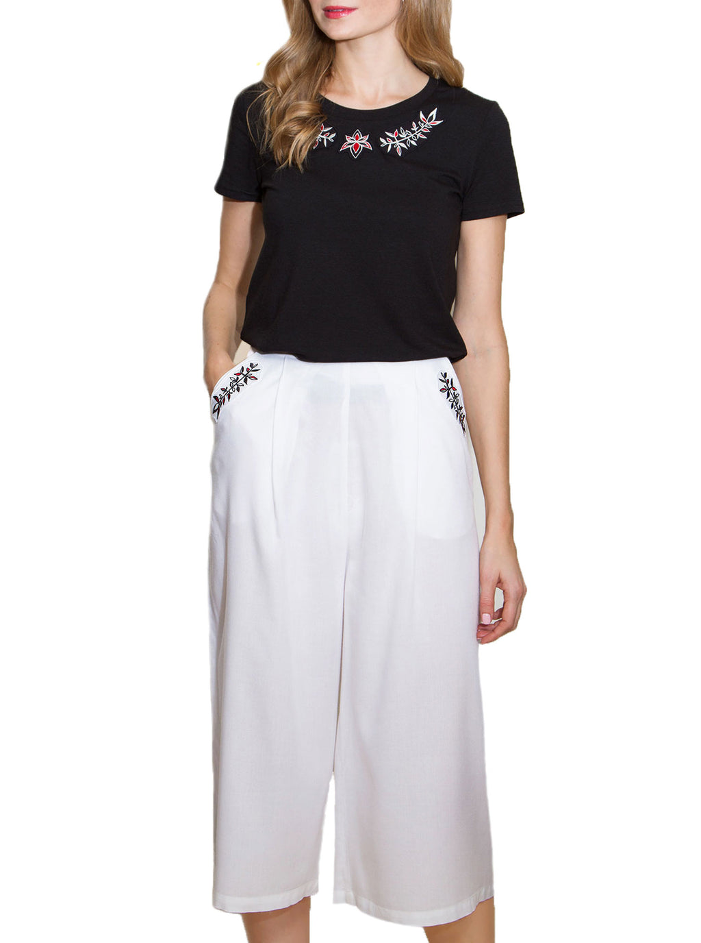 White Bamboo Culotte Trousers PERIT