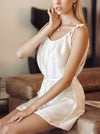 White organic silk top & nightgown VICTORIA