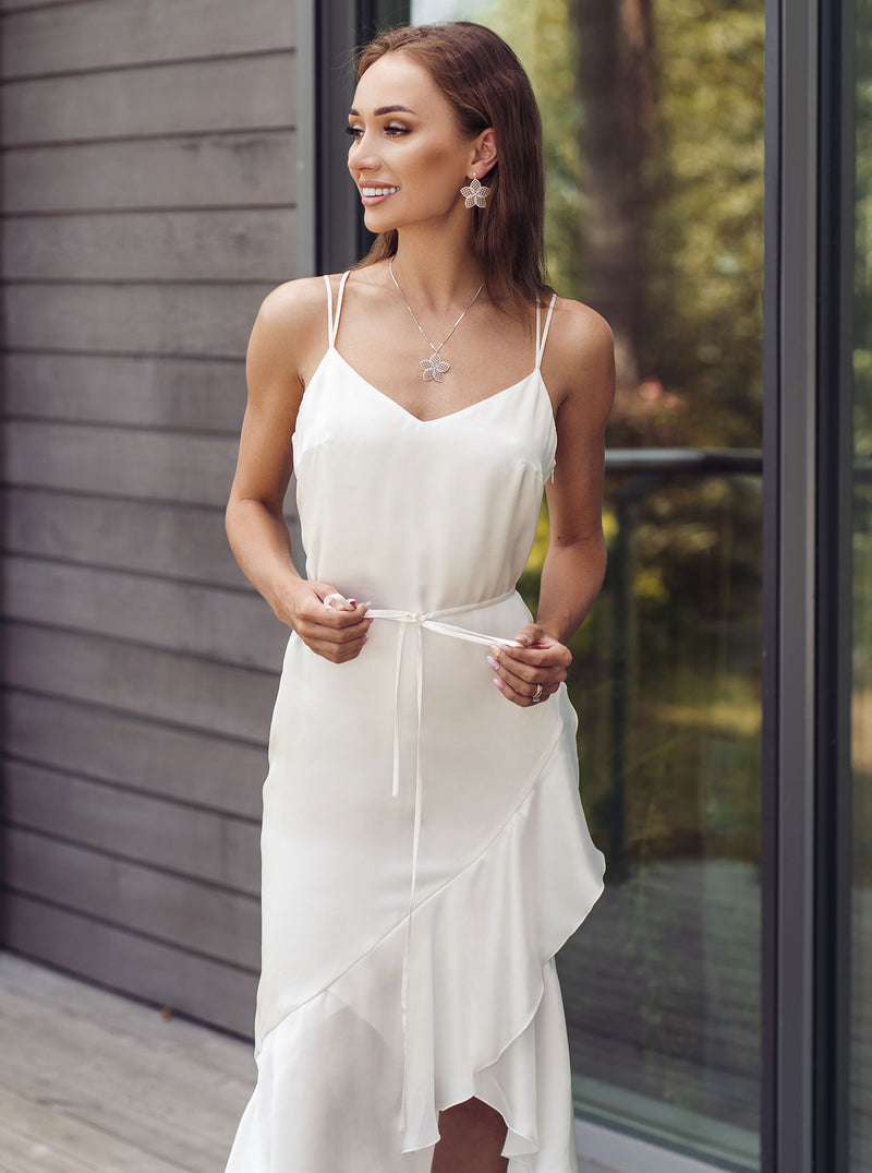 Organic silk ruffle slip dress BIRGIT