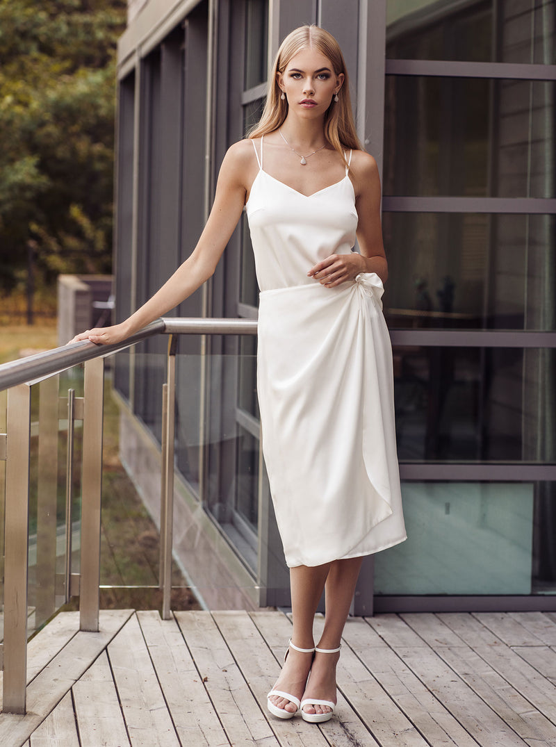 White organic silk wrap skirt JOLIE