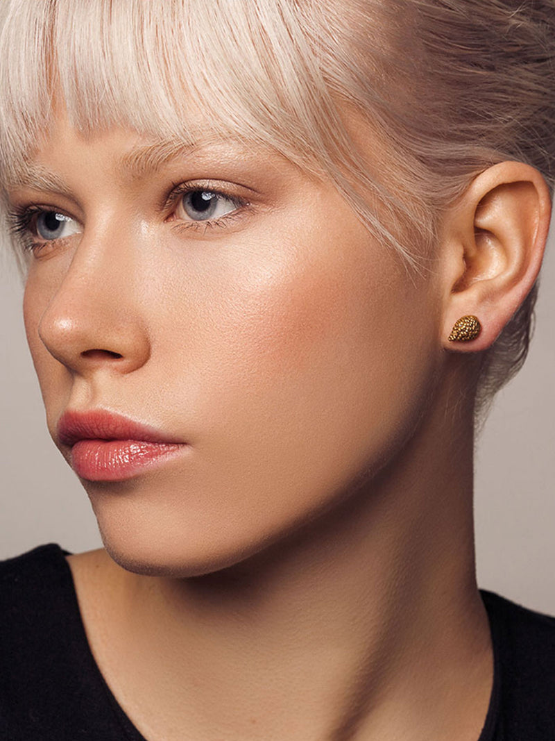 Recycled silver & gold plated stud earrings CONE
