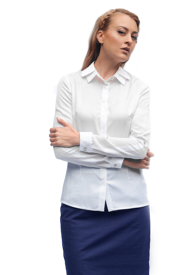 White Bamboo Shirt with Adjustable Sleeves ODER