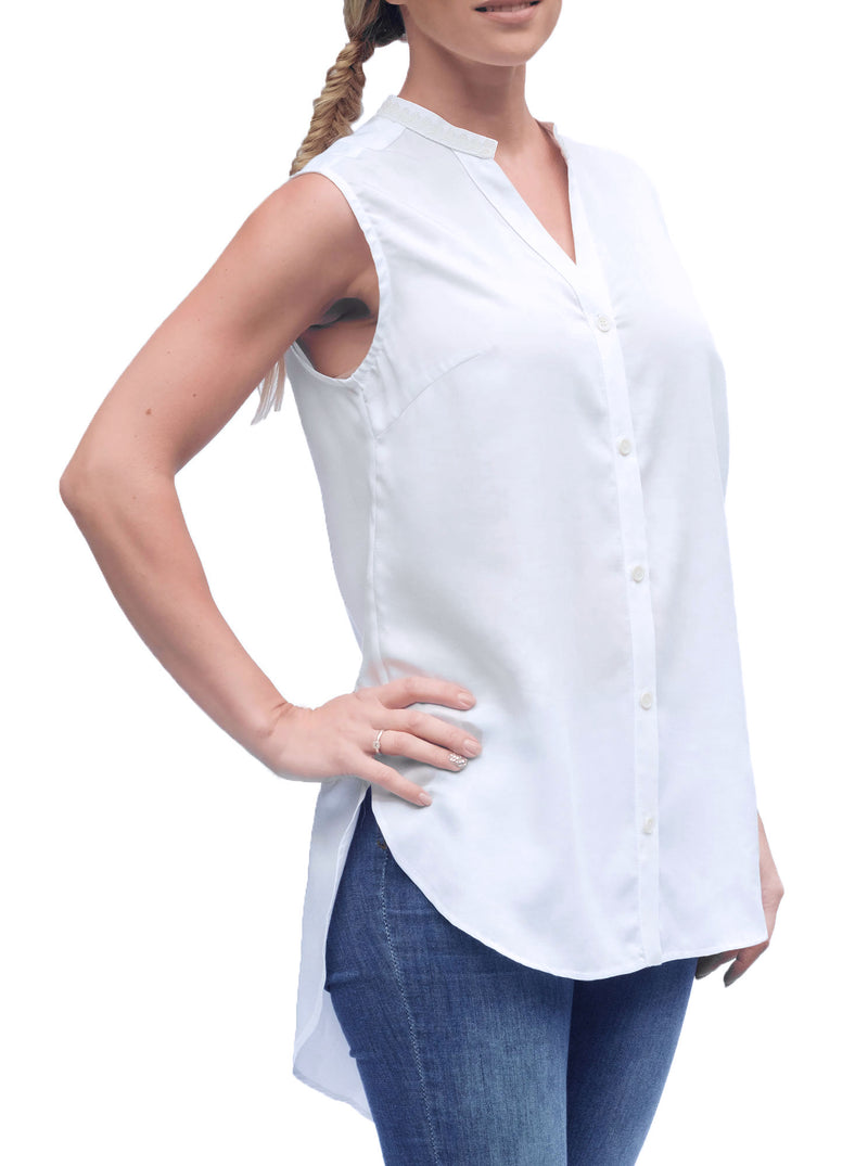 White Bamboo Sleeveless Blouse KAER