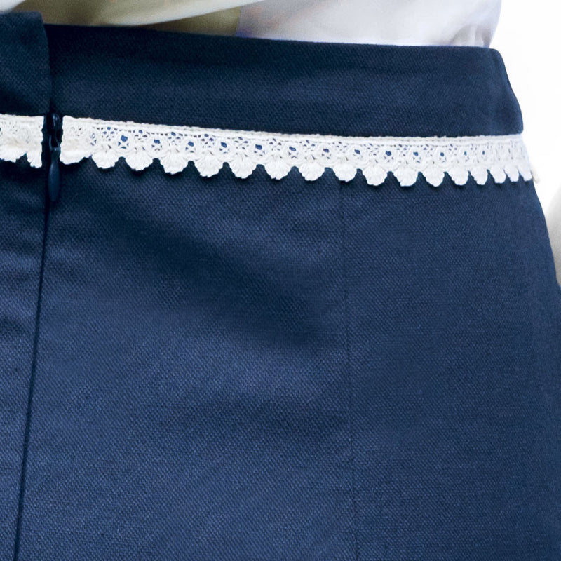 Blue Organic Cotton Pencil Skirt MAIS